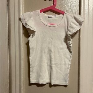GAP White Kids Tee with Ruffled Sleeves